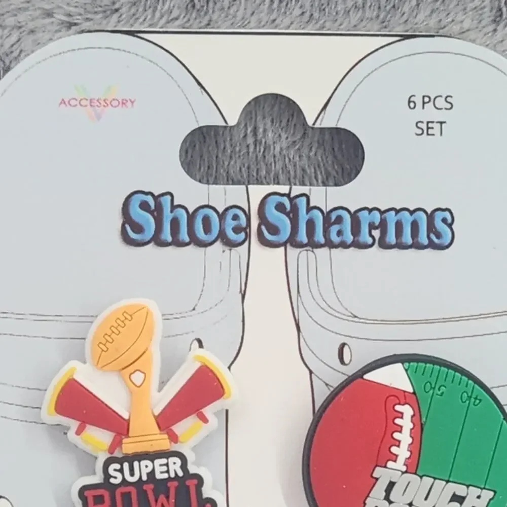NEW Set of 6 Football Themed Charms Button for Crocs Touchdown Helmet Super Bowl